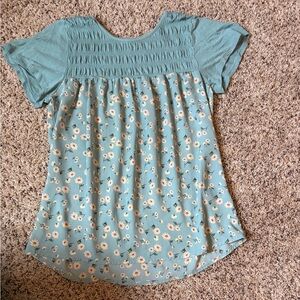 SO Light Blue Floral Blouse